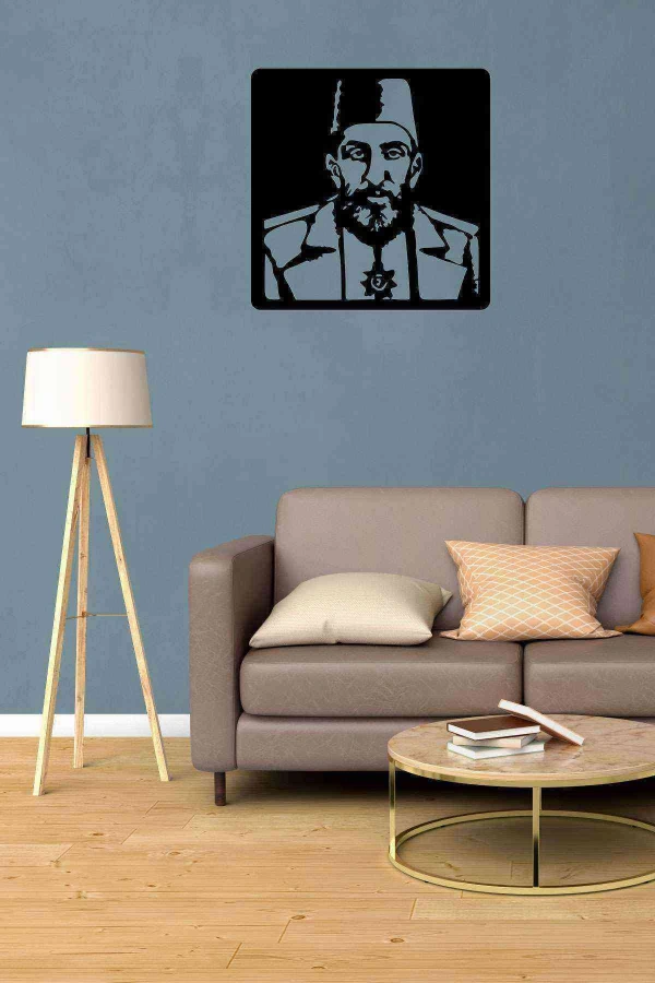2. Abdulhamid Duvar Dekoru Tablosu Siyah Ahşap Lazer Mdf