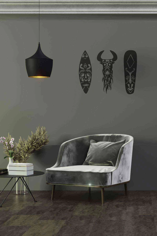 Afrika Maskesi Duvar Dekoru Tablosu Siyah Ahşap Lazer Mdf