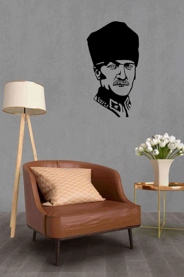 Atatürk Silüeti Duvar Dekoru Tablosu Siyah Ahşap Lazer Mdf