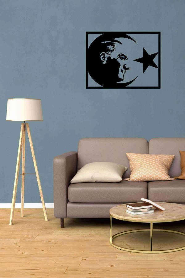 Atatürk Duvar Dekoru Tablosu Siyah Ahşap Lazer Mdf