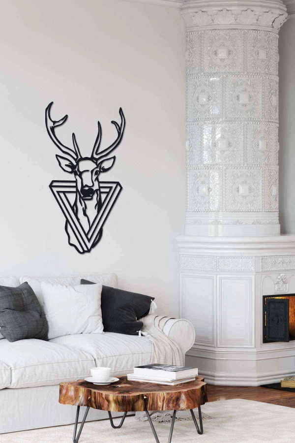 Geyik Yeni Duvar Dekoru Tablosu Siyah Ahşap Lazer Mdf