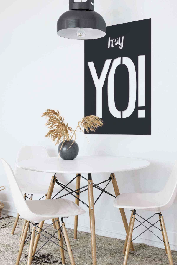 Hey Yo Duvar Dekoru Tablosu Siyah Ahşap Lazer Mdf