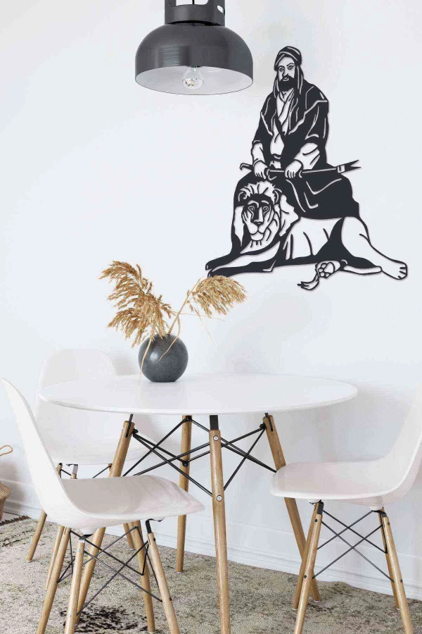 Hz Ali Aslan Duvar Dekoru Tablo Siyah Ahşap Mdf