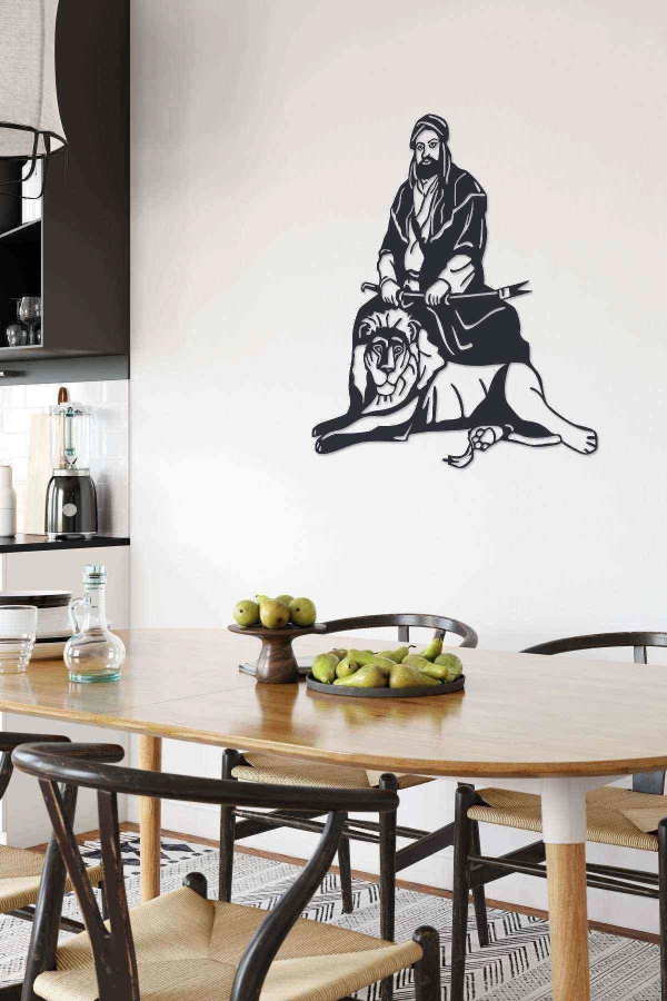 Hz Ali Aslan Duvar Dekoru Tablo Siyah Ahşap Mdf