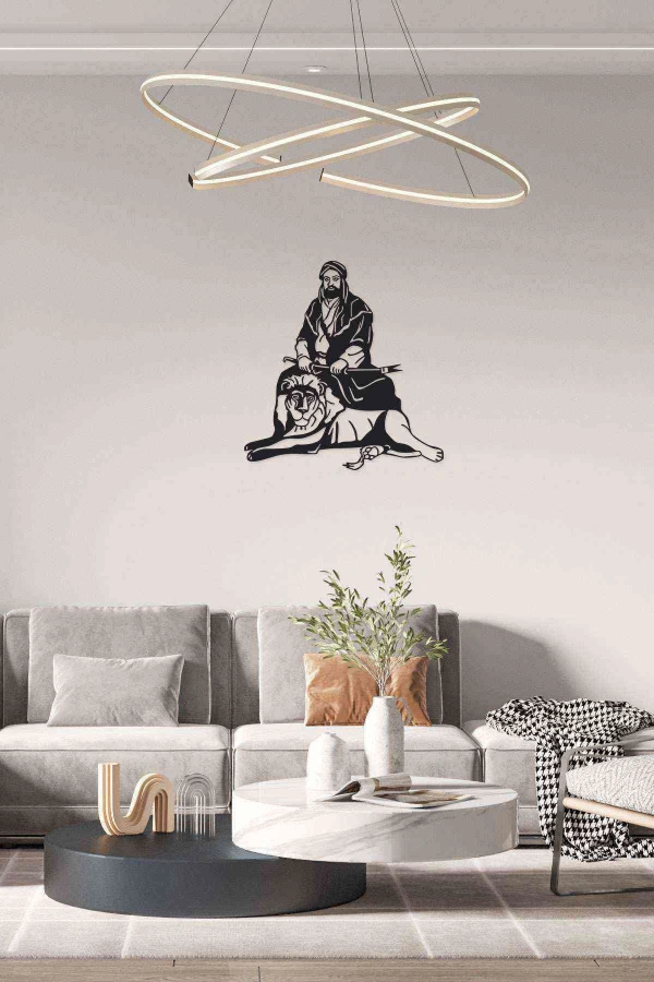 Hz Ali Aslan Duvar Dekoru Tablo Siyah Ahşap Mdf