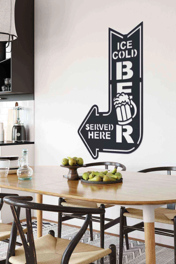 Beer Ice Cold Duvar Dekoru Tablo Siyah Ahşap Mdf