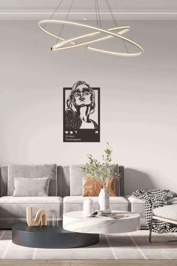 Kadın Instagram Duvar Dekoru Tablo Siyah Ahşap Mdf