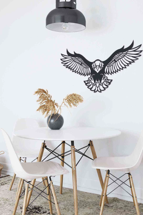 Kartal Duvar Dekoru Tablo Siyah Ahşap Mdf