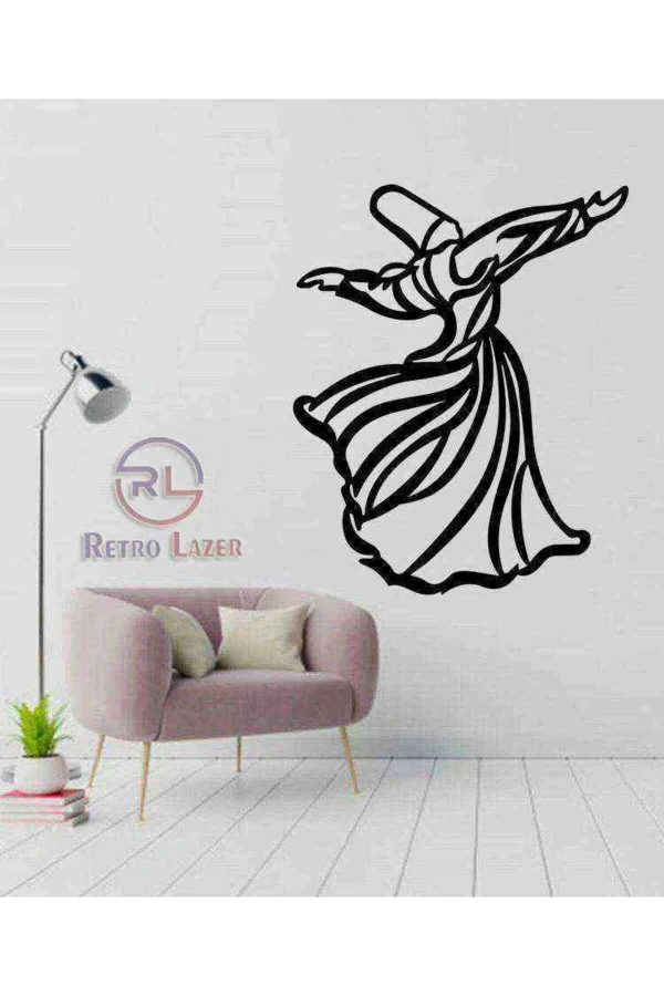 Mevlana Duvar Dekoru Tablo Siyah Ahşap Mdf