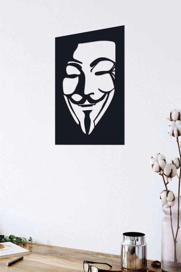 V For Vendetta Anonymous Duvar Dekoru Tablo Siyah Ahşap Mdf