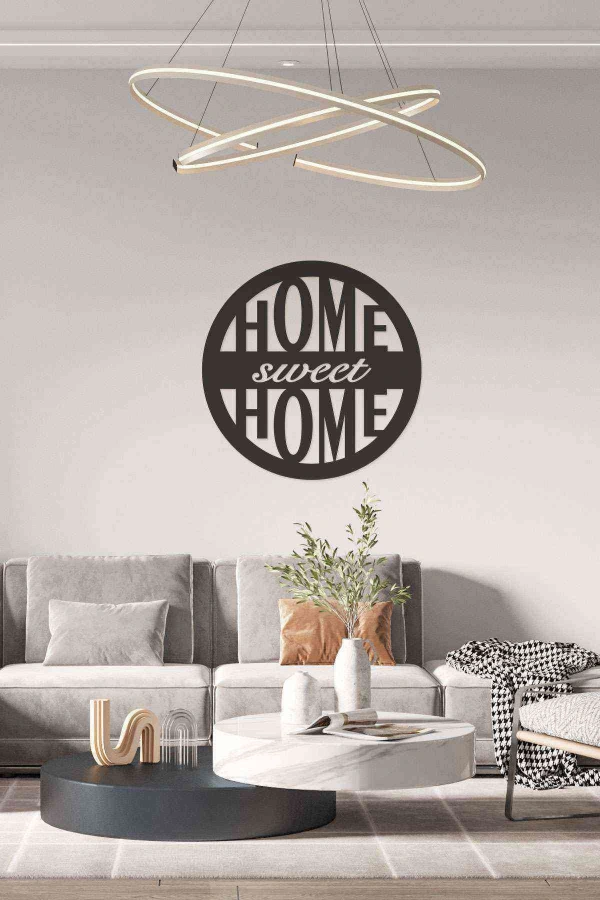 Home Sweet Home Duvar Dekoru Tablosu Siyah Ahşap Mdf