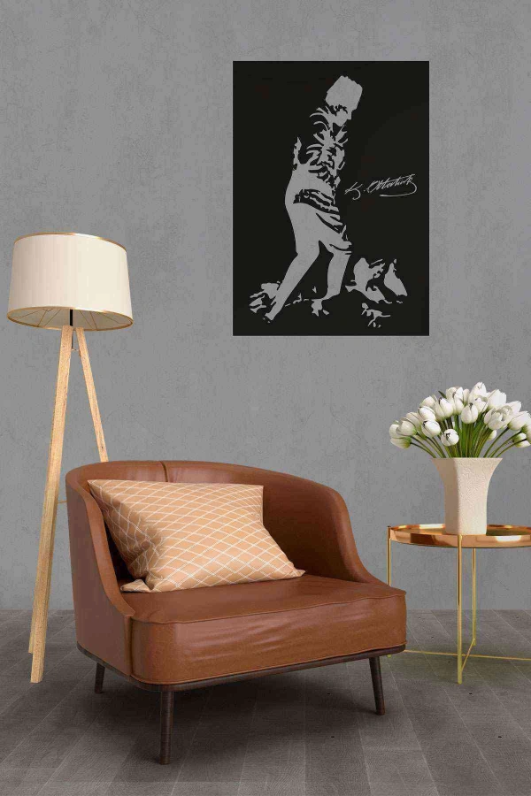 Atatürk Silüetli Duvar Dekoru Tablosu Siyah Ahşap Lazer Mdf