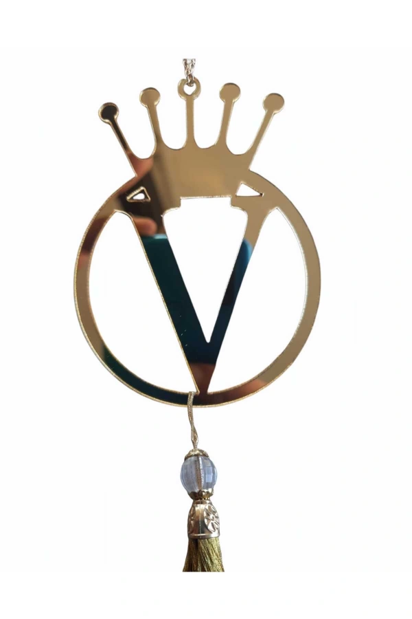 V Yazılı Ayna Pleksi Araba Dikiz Aynası Süsü Gold