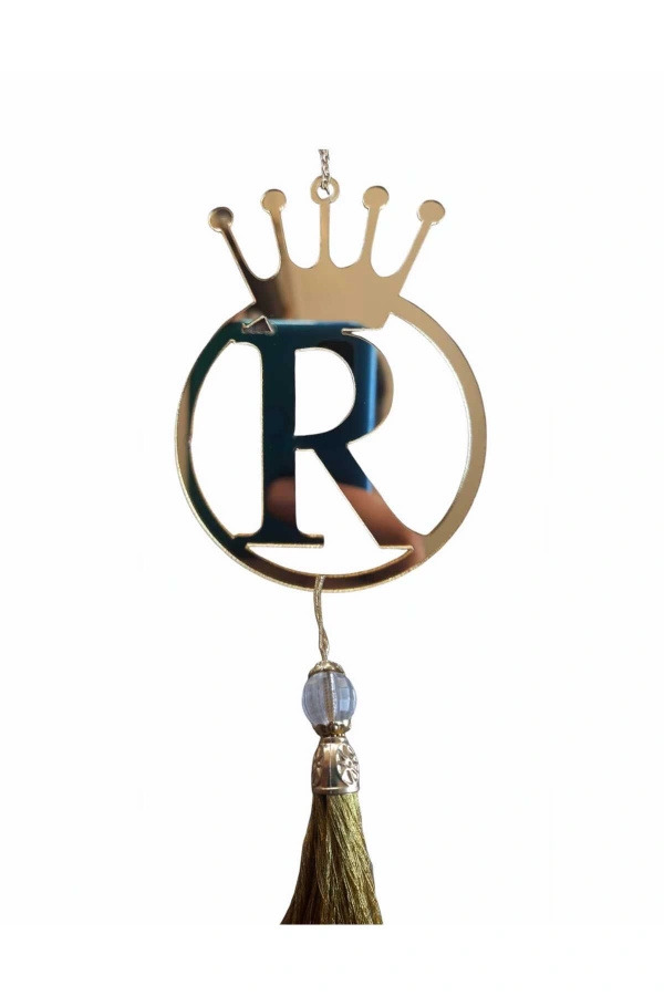 R Yazılı Ayna Pleksi Araba Dikiz Aynası Süsü Gold