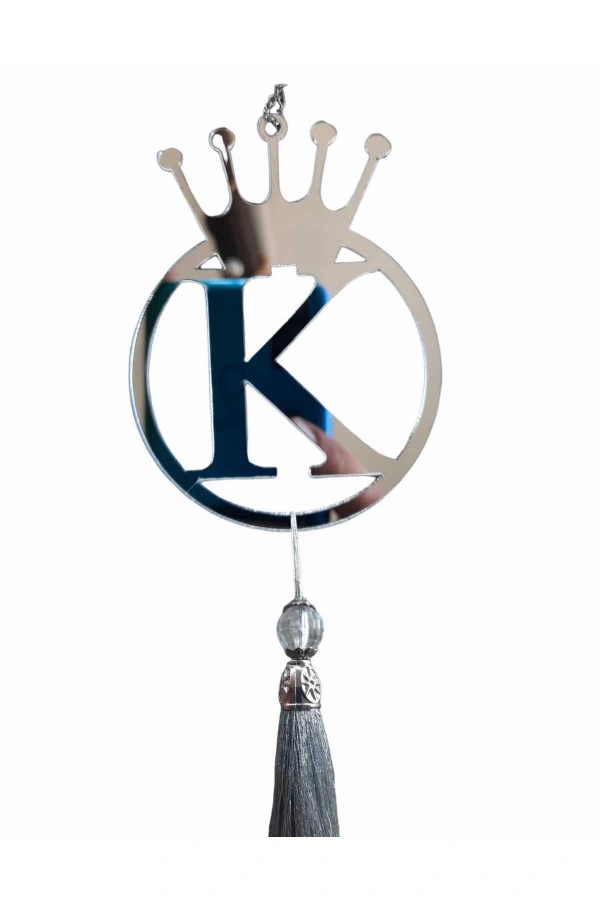 K Yazılı Ayna Pleksi Araba Dikiz Aynası Süsü Gümüş