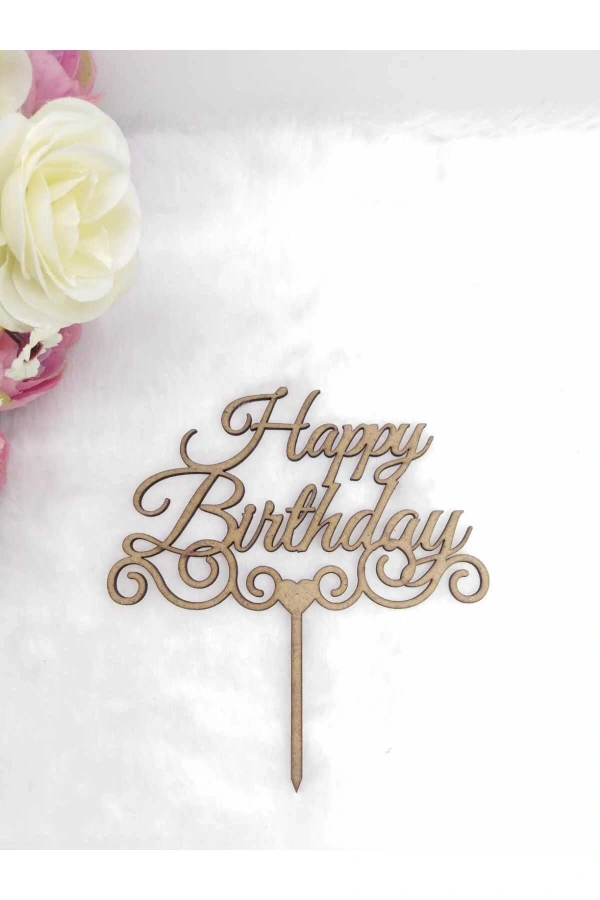 Happy Birthday Pasta Süsü Ahşap 15x15 Cm