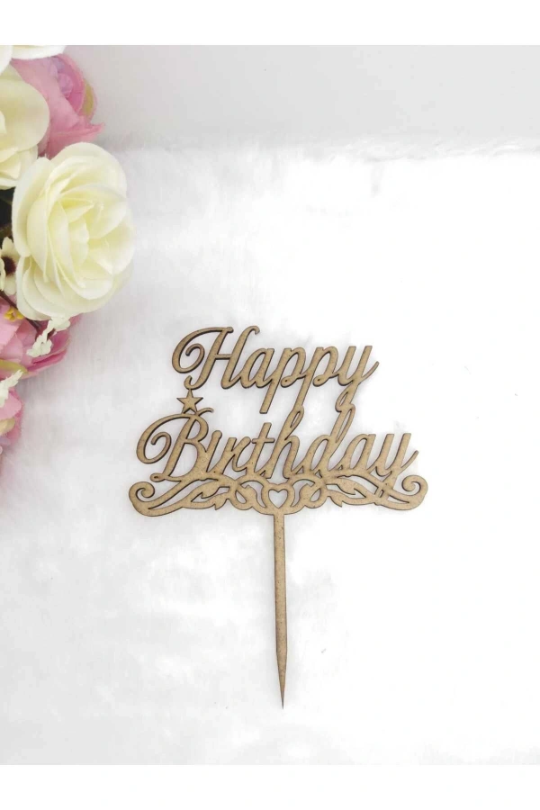 Happy Birthday Pasta Süsü Ahşap 15x15 cm