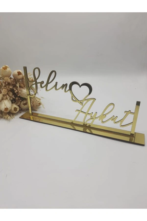35X20 CM MASAÜSTÜ PLEKSİ İSİMLİK SÖZ NİŞAN KINA GOLD