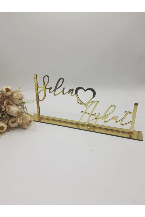 35X20 CM MASAÜSTÜ PLEKSİ İSİMLİK SÖZ NİŞAN KINA GOLD