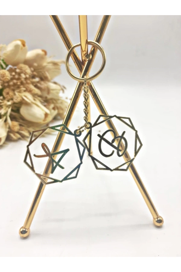 PLEKSİ ANAHTARLIK İKİLİ OLARAK PRİZMA MODEL GOLD