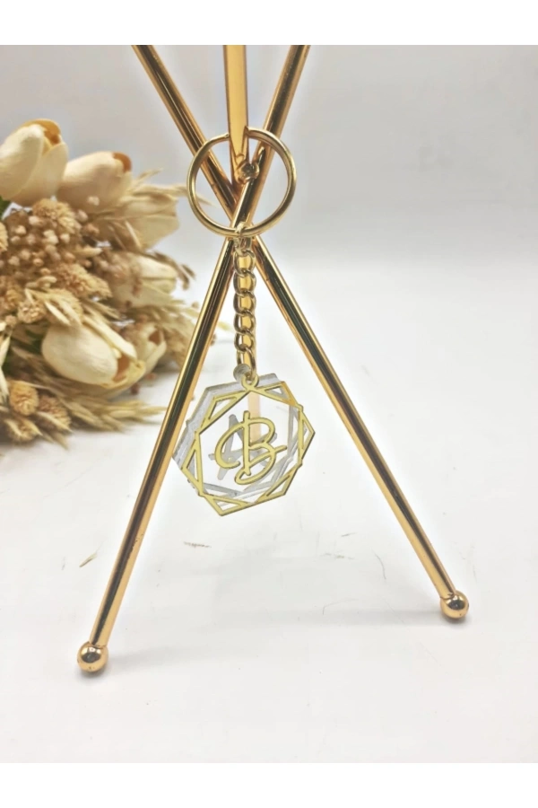 PLEKSİ ANAHTARLIK İKİLİ OLARAK PRİZMA MODEL GOLD
