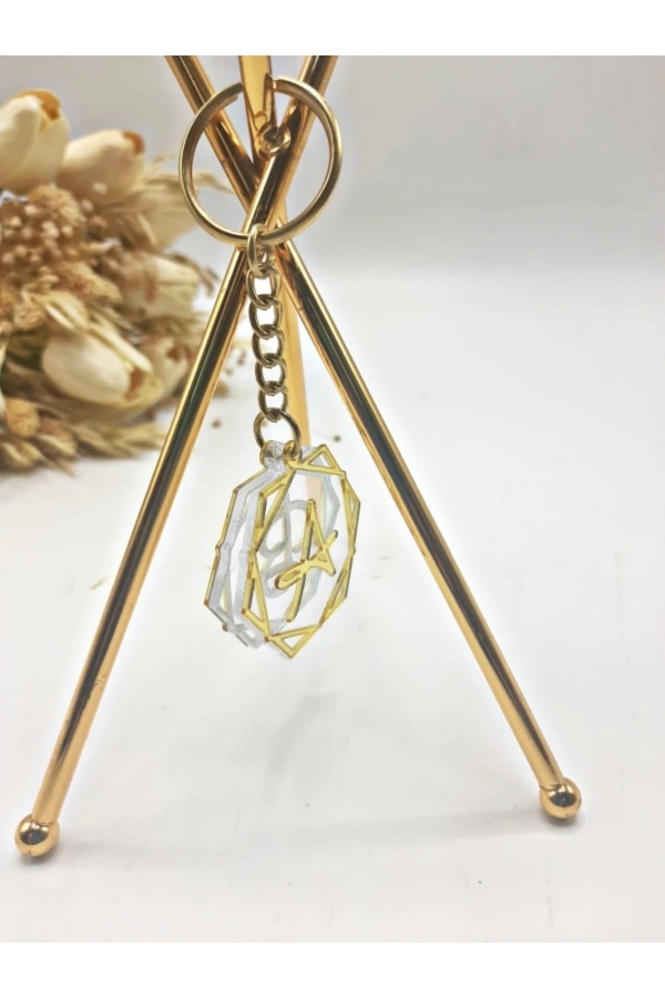 PLEKSİ ANAHTARLIK İKİLİ OLARAK PRİZMA MODEL GOLD