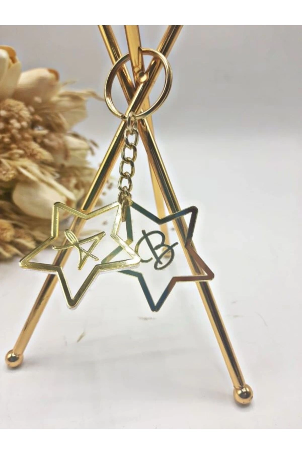 PLEKSİ ANAHTARLIK İKİLİ OLARAK YILDIZ MODEL GOLD