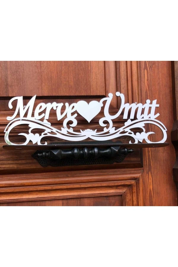 40x15 Cm Masaüstü Pleksi Isimlik Söz Nişan Kına Gümüş