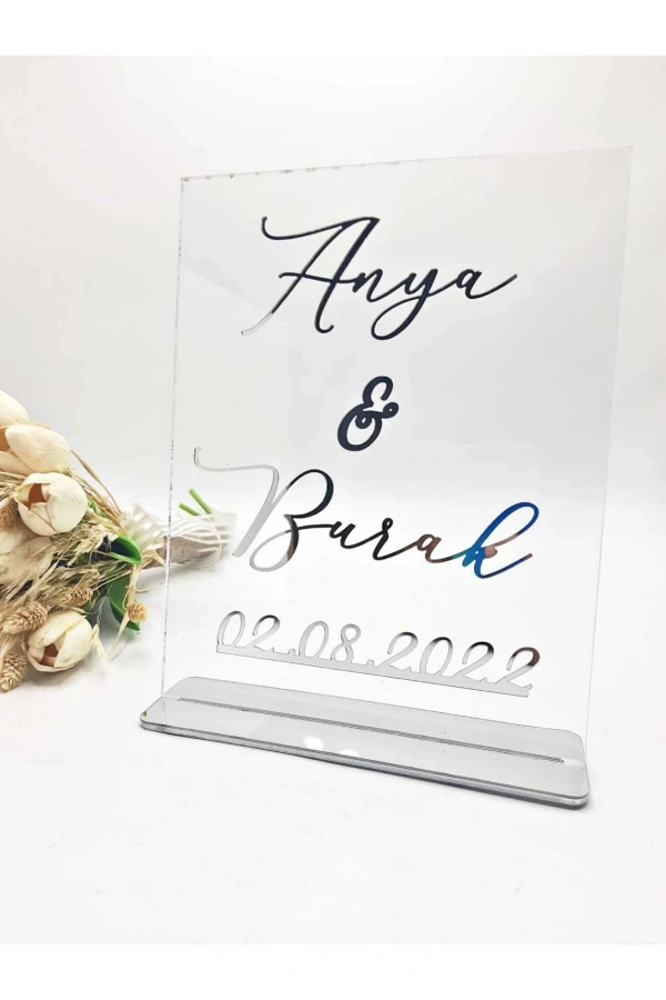 25X20 CM MASA ÜSTÜ PLEKSİ İSİMLİK SÖZ NİŞAN KINA GÜMÜŞ