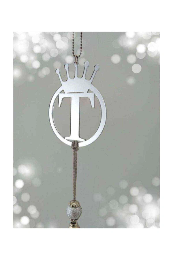 T Yazılı Ayna Pleksi Araba Dikiz Aynası Süsü Gümüş