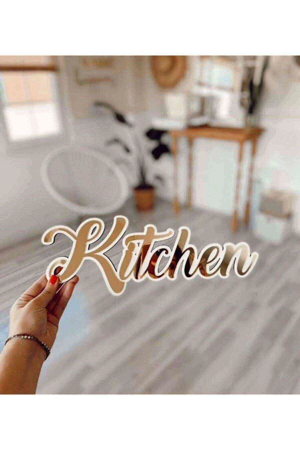 kitchen Beyaz Üzeri Gold Pleksi Duvar Yazısı