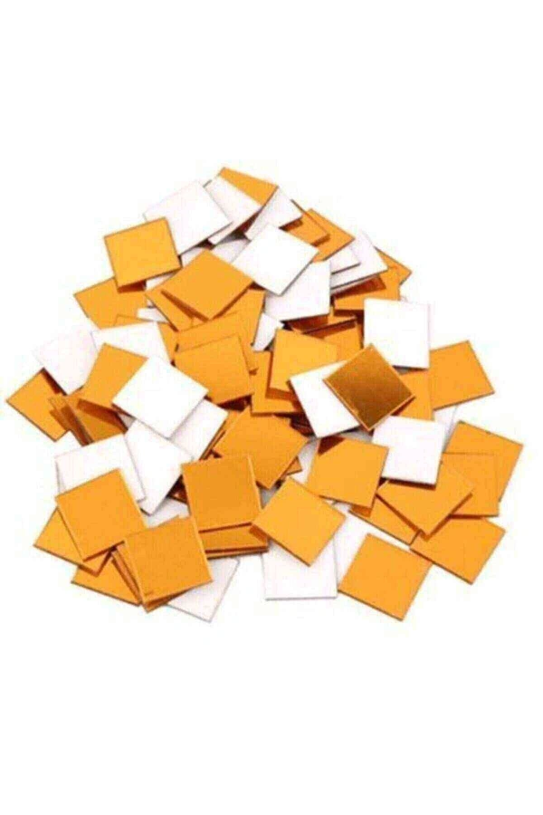 GOLD Pleksi Dekoratif Antre Banyo Süs Mozaik Ayna 200 Adet 3 cm * 3 cm