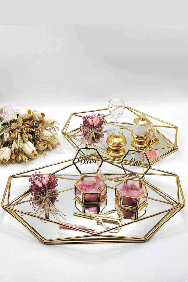 Süslü Çiçekli Nişan Tepsisi , Söz Tepsisi , Isteme Tepsisi , Damat Fincanı , Yüzük Tepsisi A5