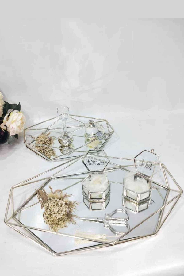 Süslü Çiçekli Nişan Tepsisi , Söz Tepsisi , Isteme Tepsisi , Damat Fincanı , Yüzük Tepsisi A6