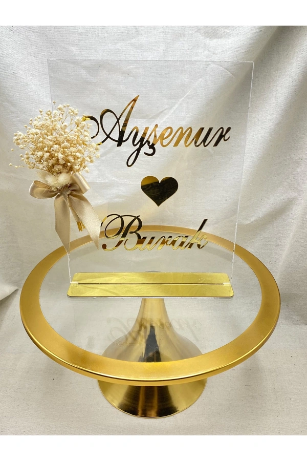 Şeffaf Pleksi Söz Nişan Masa Üstü İsimlik 25x20 cm