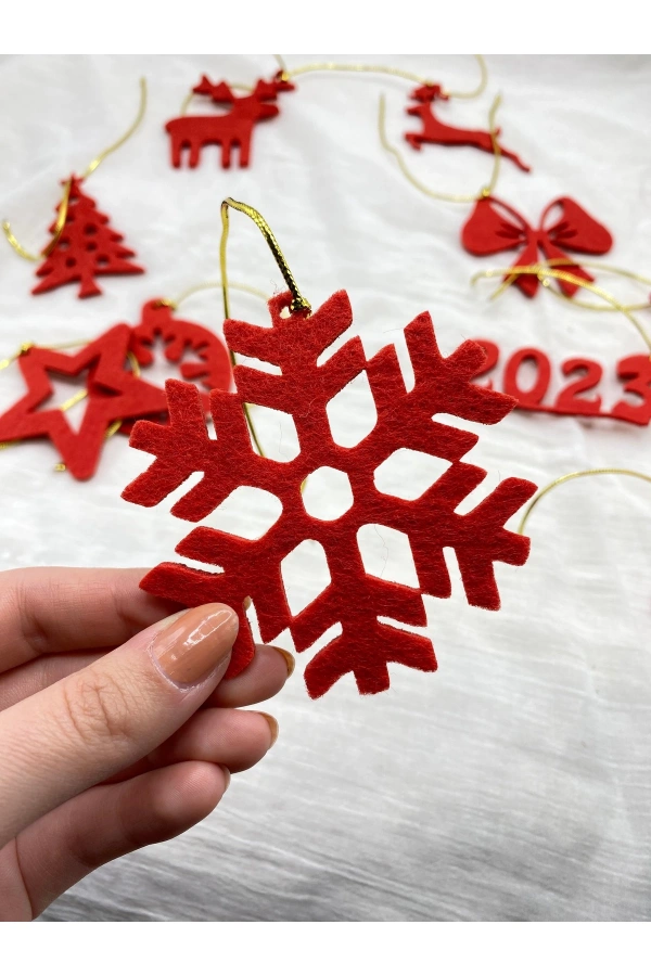 2024 Yılbaşı Ağaç Süsü Hediyelik Keçe 12 Parça Set