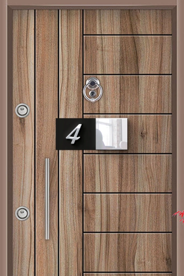 Dekoratif Aynalı Kapı Numarası Pleksi KN008