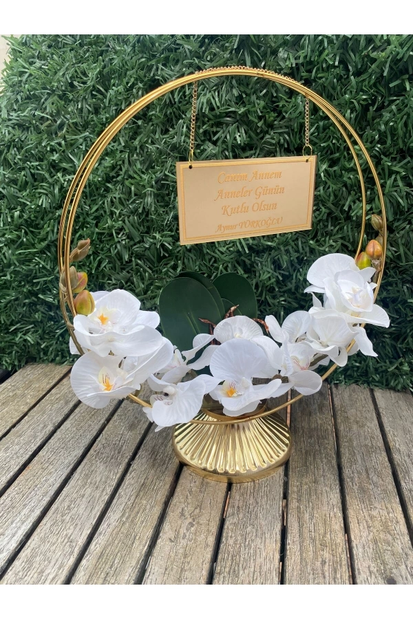 Anneler Gününe Özel Çember Süslü Isimlik Çiçekli Masaüstü Hediyelik Isimlik M3