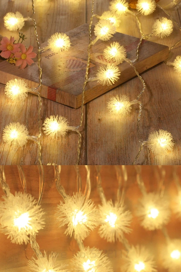 5 Metre 28 Led Fişli Eklenebilir 8 Animasyonlu Aydınlatma Ip Led Işıklı Ponpon Dizeleri Sarı