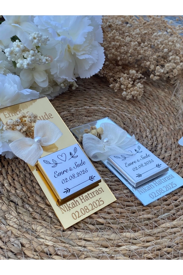 30 Adet Pleksi Hediyelik İsteme , Söz , Nişan , Düğün Çikolatası Madlen Çikolata Nikah Hatırası