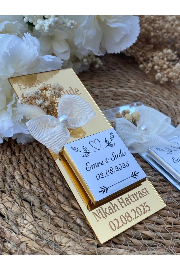 30 Adet Pleksi Hediyelik İsteme , Söz , Nişan , Düğün Çikolatası Madlen Çikolata Nikah Hatırası