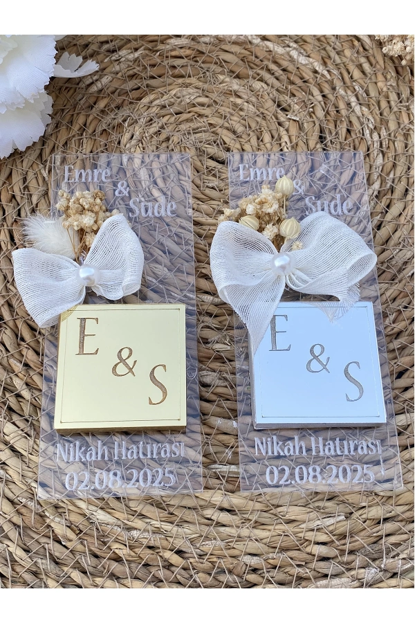 30 Adet Pleksi Hediyelik İsteme , Söz , Nişan , Düğün Çikolatası Madlen Çikolata Nikah Hatırası