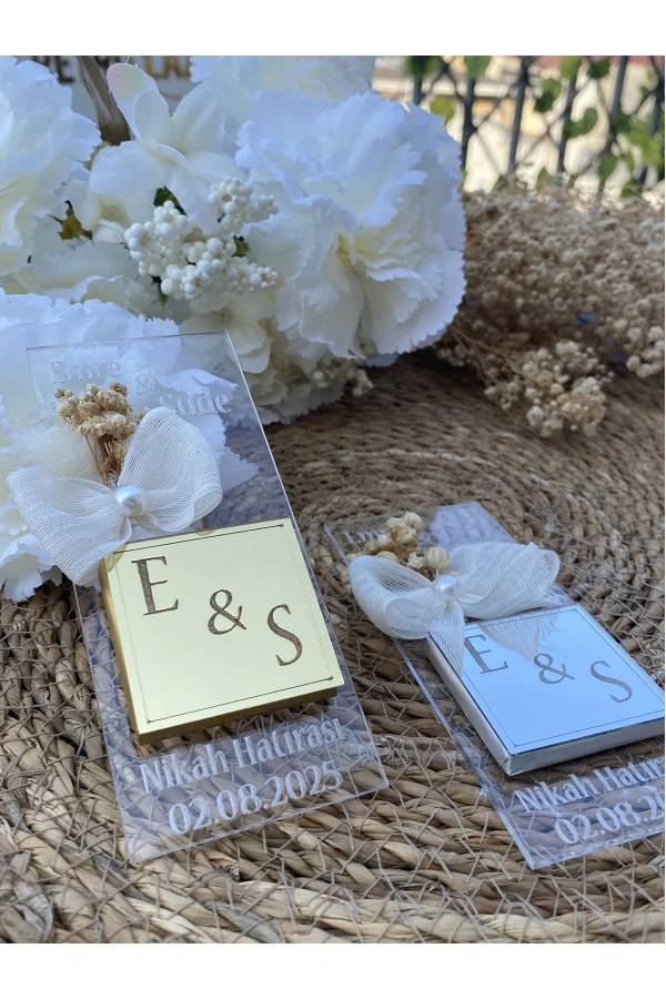 30 Adet Pleksi Hediyelik İsteme , Söz , Nişan , Düğün Çikolatası Madlen Çikolata Nikah Hatırası