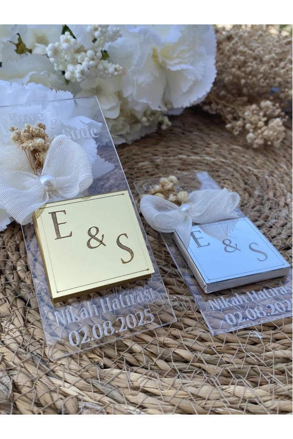 30 Adet Pleksi Hediyelik İsteme , Söz , Nişan , Düğün Çikolatası Madlen Çikolata Nikah Hatırası