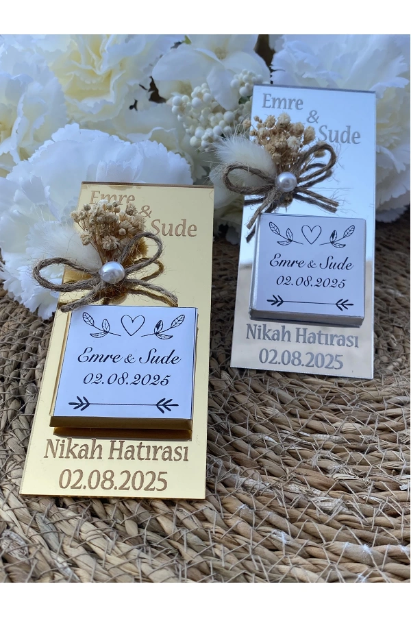 30 Adet Pleksi Hediyelik İsteme , Söz , Nişan , Düğün Çikolatası Madlen Çikolata Nikah Hatırası
