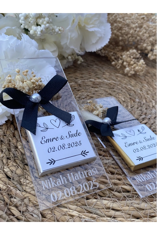 30 Adet Pleksi Hediyelik İsteme , Söz , Nişan , Düğün Çikolatası Madlen Çikolata Nikah Hatırası