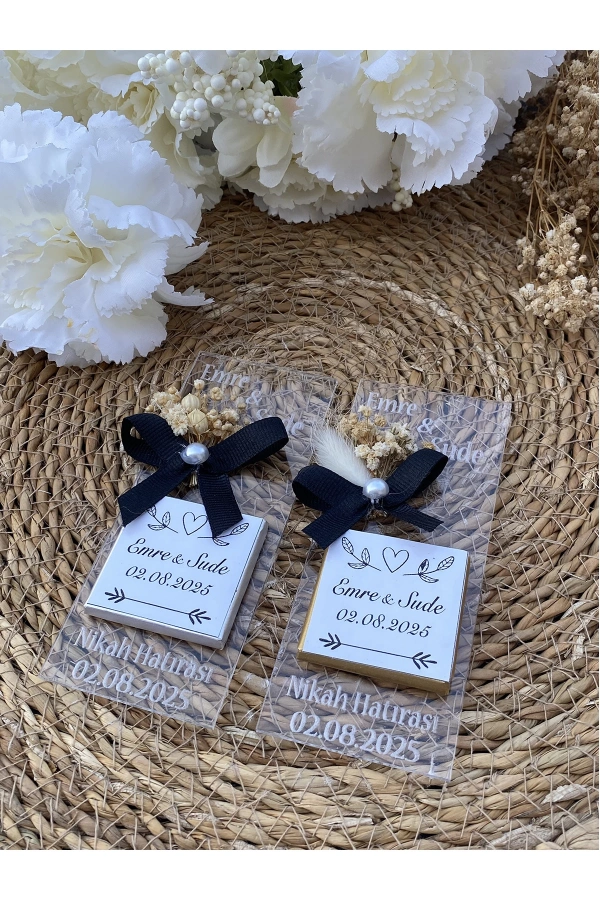 30 Adet Pleksi Hediyelik İsteme , Söz , Nişan , Düğün Çikolatası Madlen Çikolata Nikah Hatırası