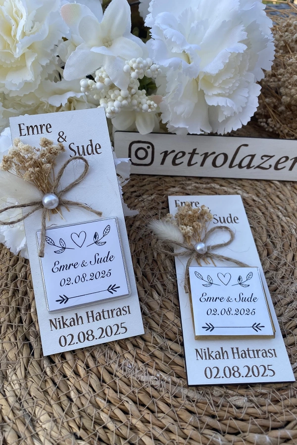 30 Adet Ahşap Hediyelik İsteme , Söz , Nişan , Düğün Çikolatası Madlen Çikolata Nikah Hatırası