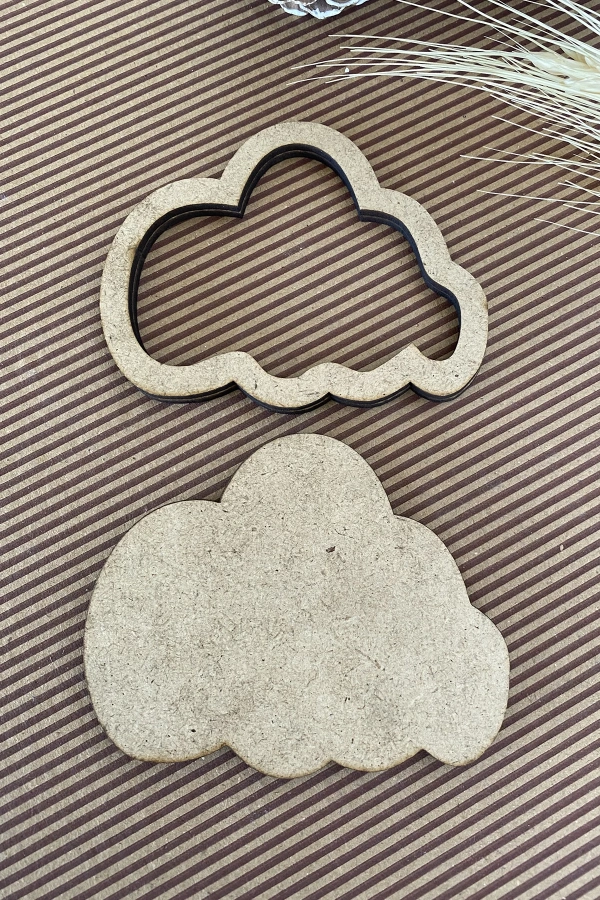 25 Adet Ham Ahşap Bulut Magnet seti Boyasız