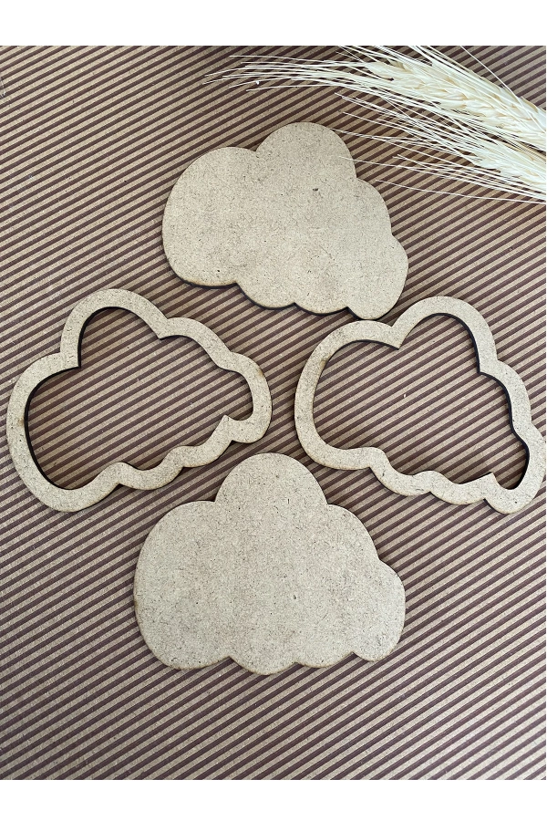 25 Adet Ham Ahşap Bulut Magnet seti Boyasız